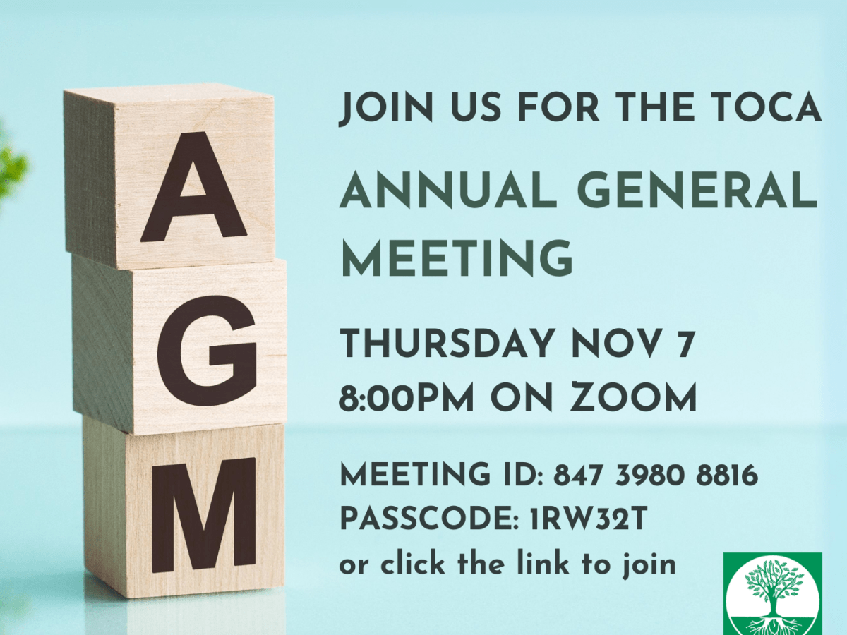 Nov 7 8pm: TOCA AGM